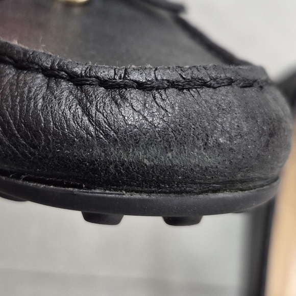 Michael Michael Kors moccasin loafers women's 8 black leather bow logo charm - Picture 13 of 15